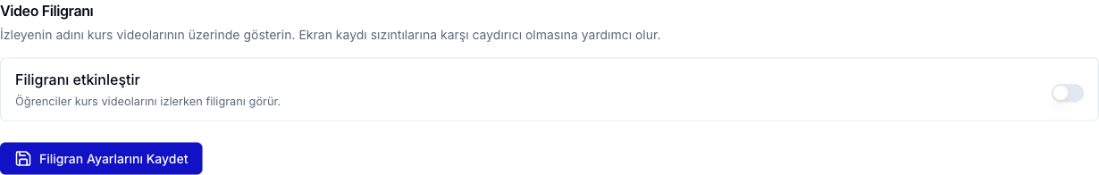 Video Filigranı ayarı